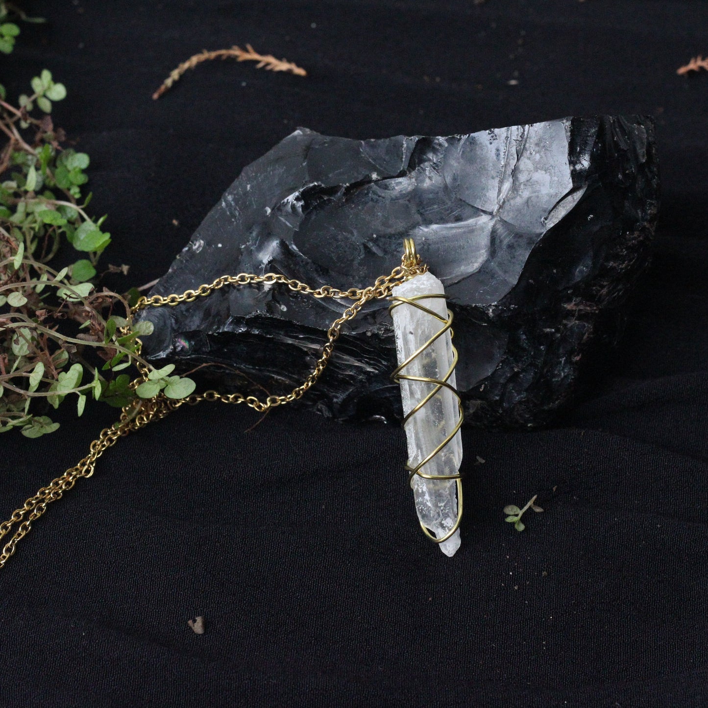 Clear Quartz Gold Necklace