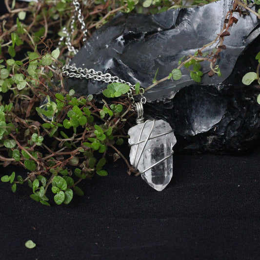 Clear Quartz Silver Necklace