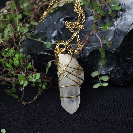 Clear Quartz Gold Necklace