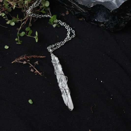 Clear Quartz Silver Necklace