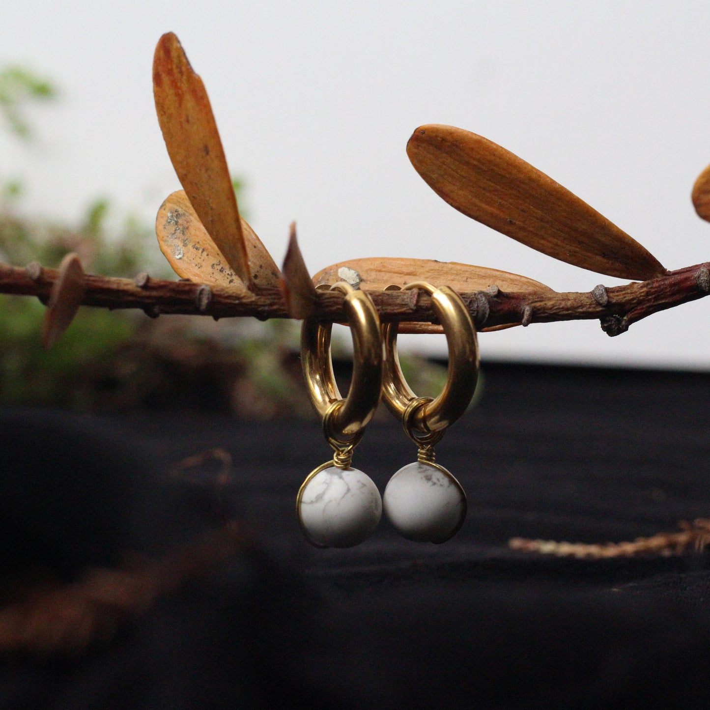 Howlite Gold Earrings