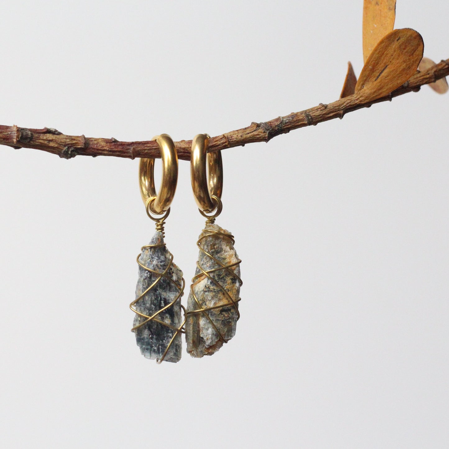 Blue Kyanite Gold Earrings