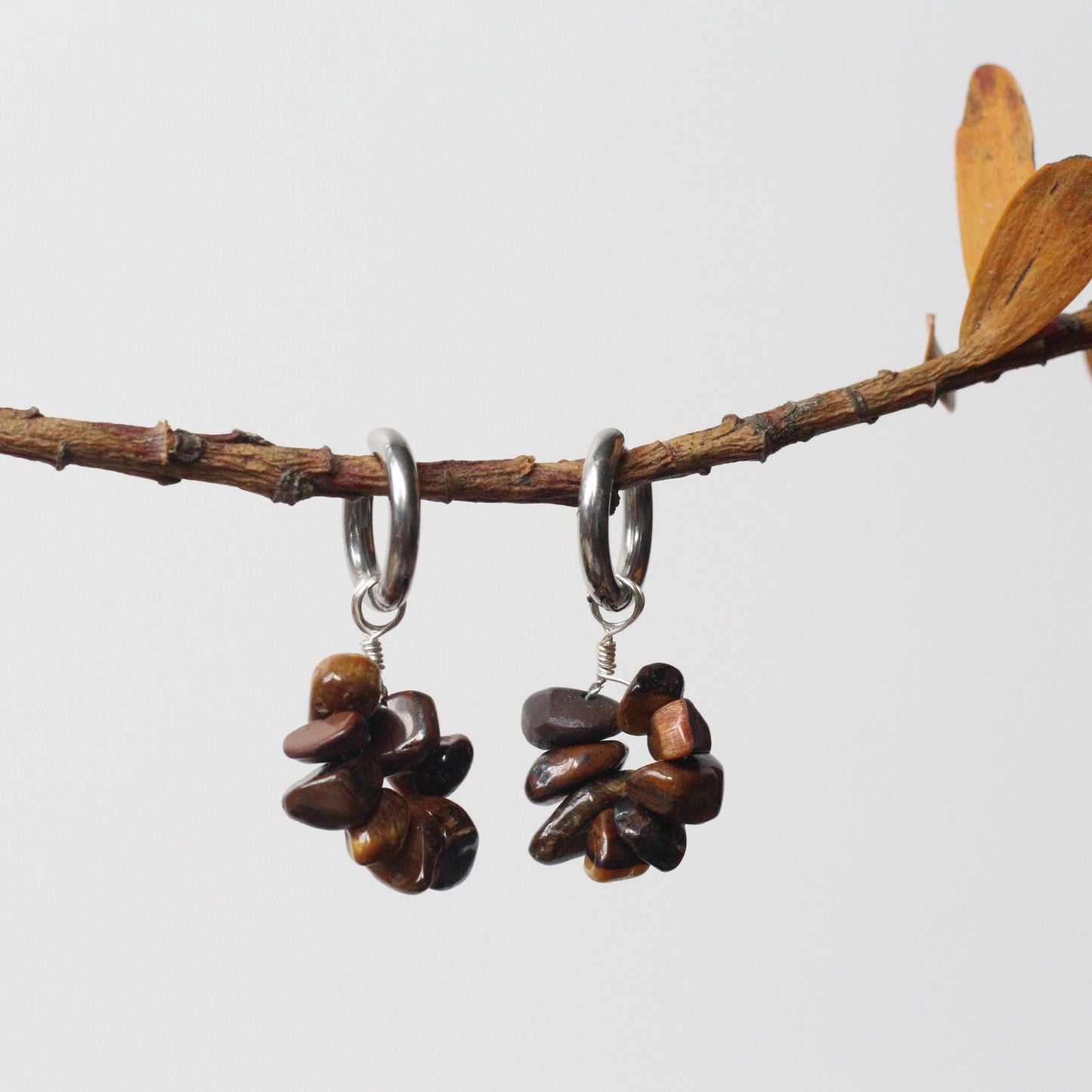 Tigers Eye Silver Earrings