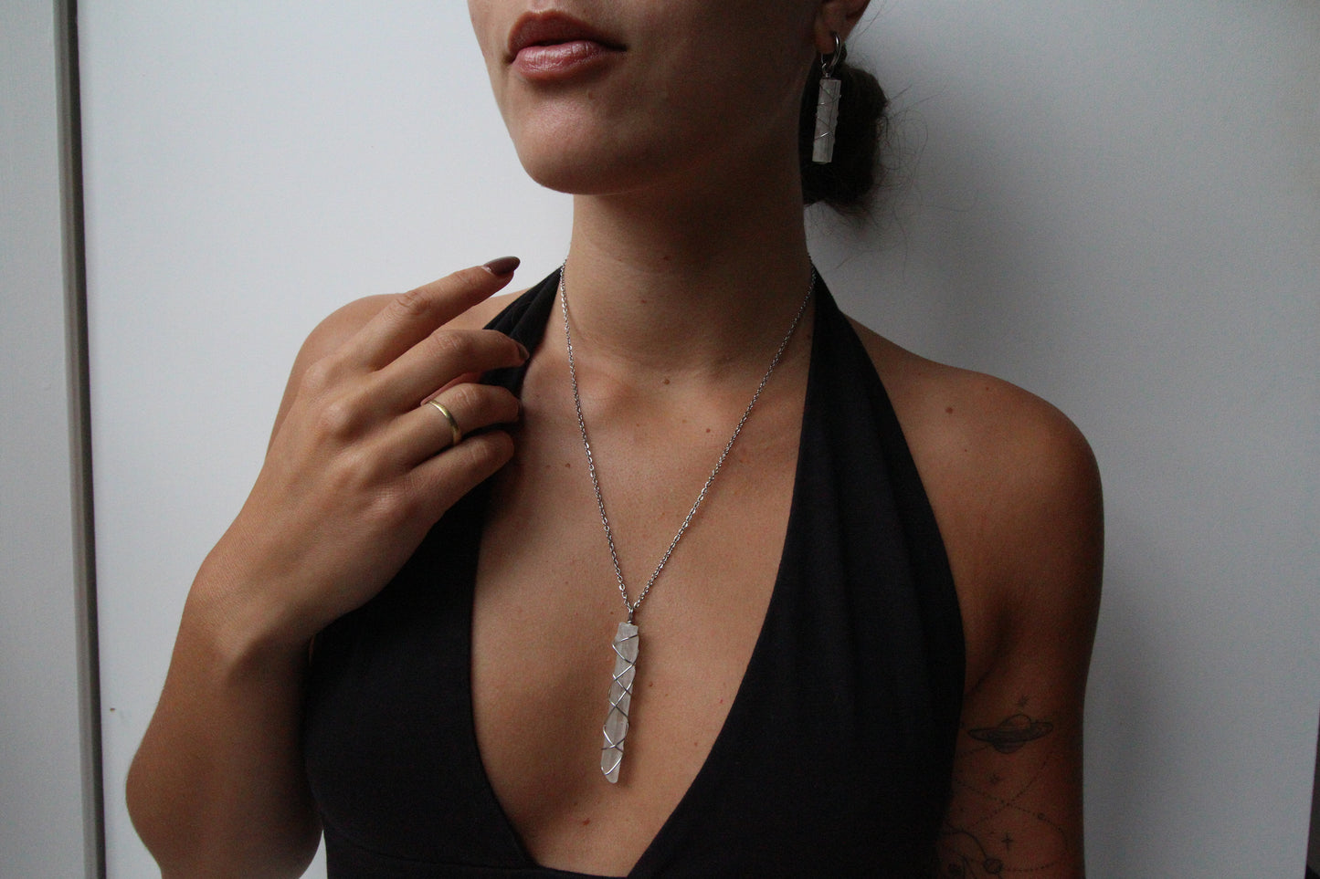 Clear Quartz Silver Necklace