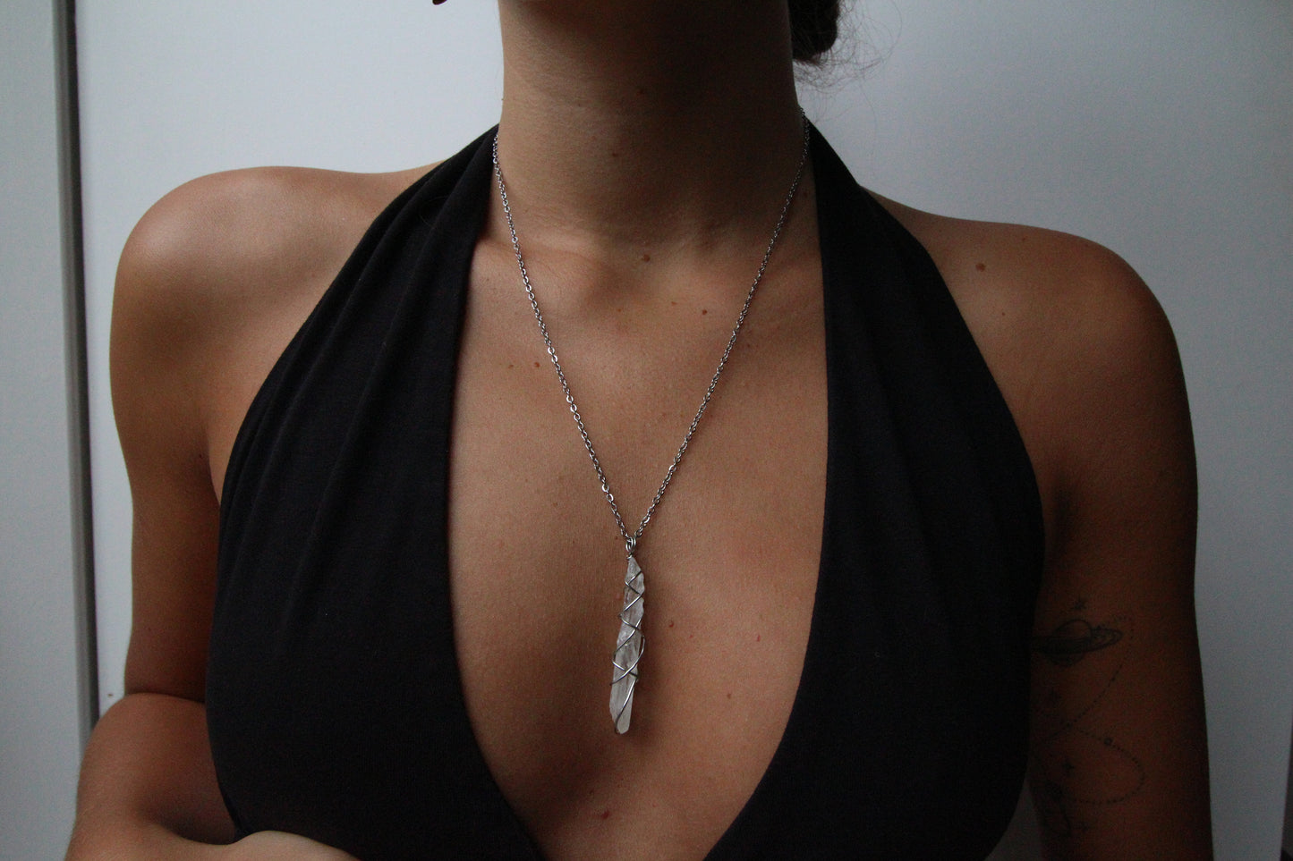 Clear Quartz Silver Necklace