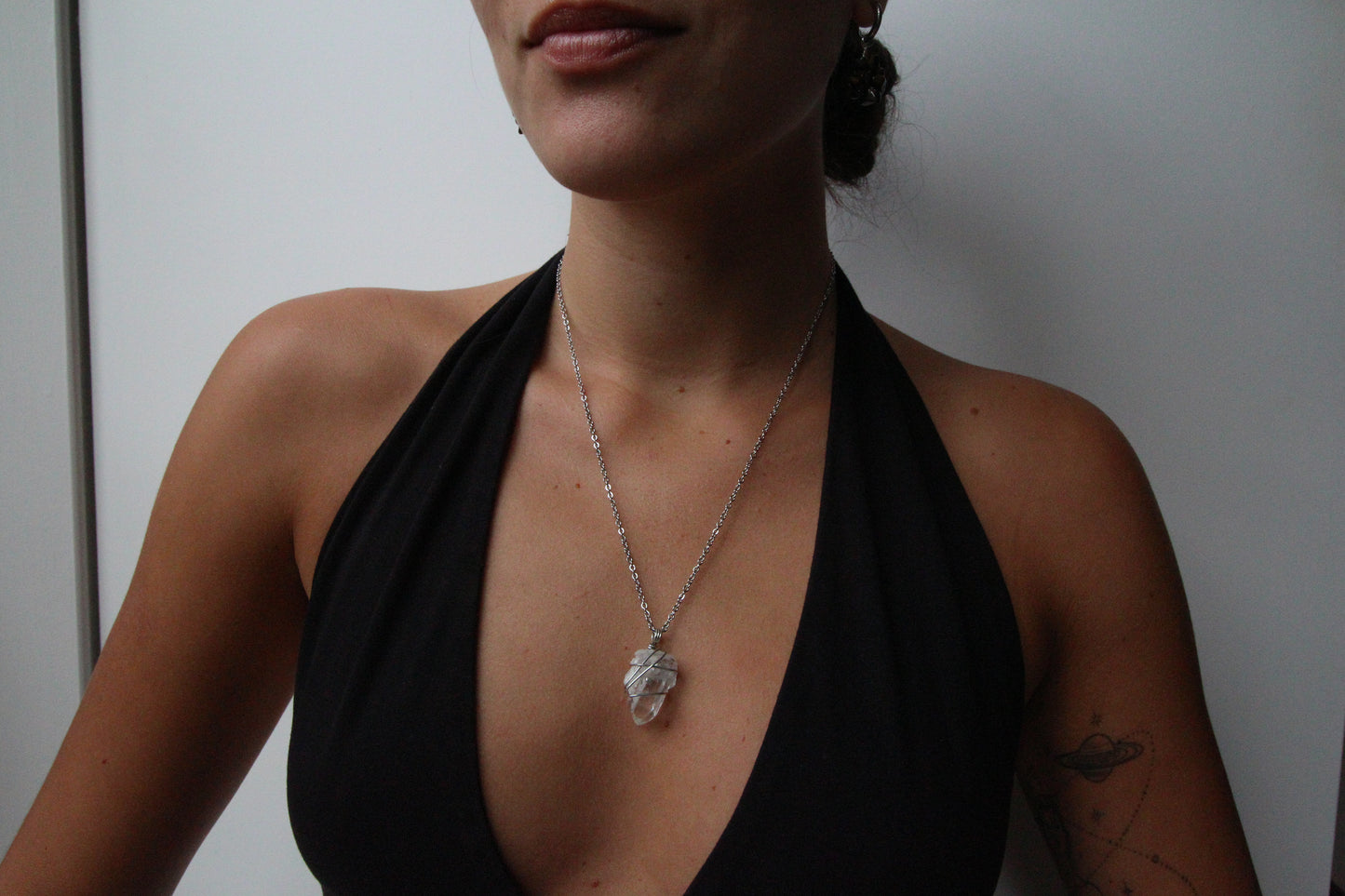 Clear Quartz Silver Necklace