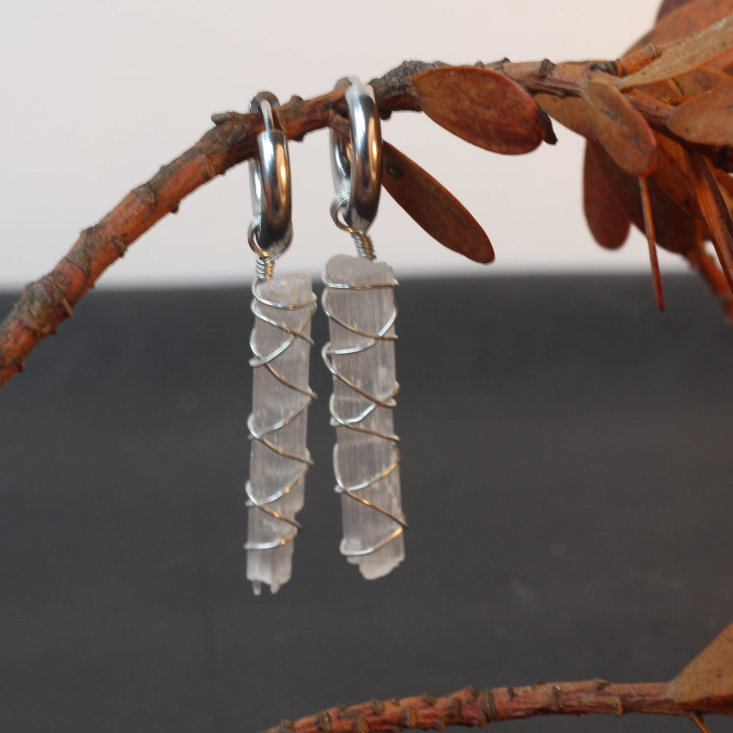 Selenite Silver Earrings