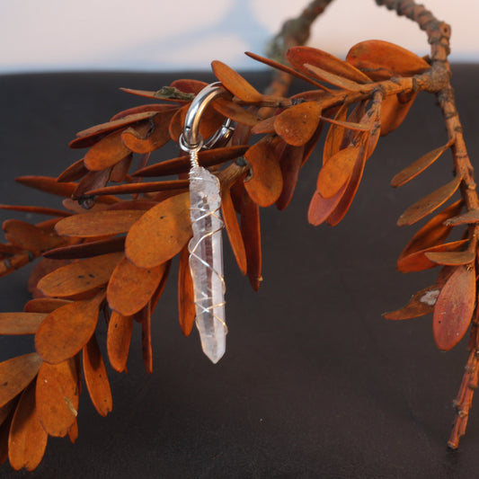 Clear Quartz Silver Single Earring