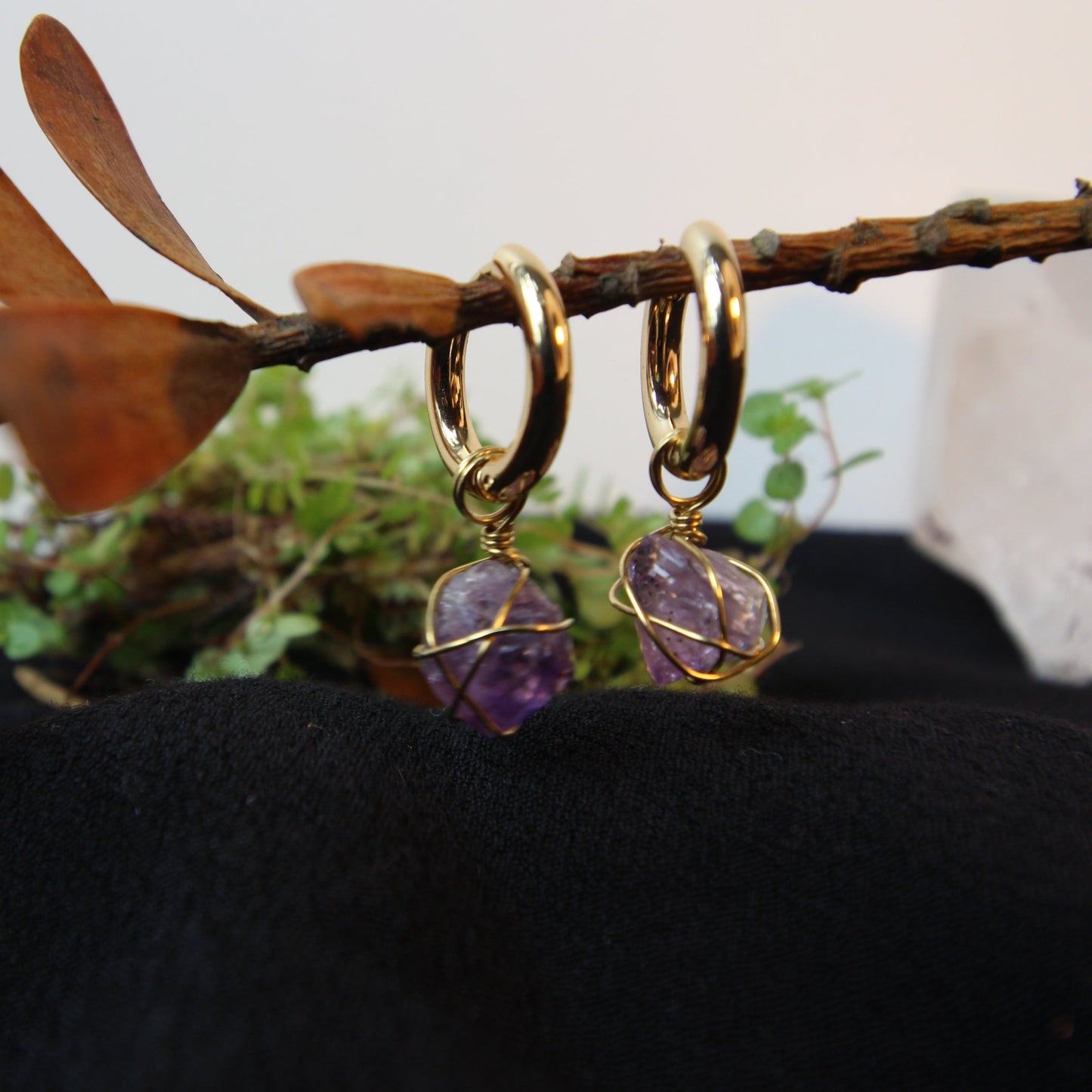 Amethyst Mini Gold Earrings