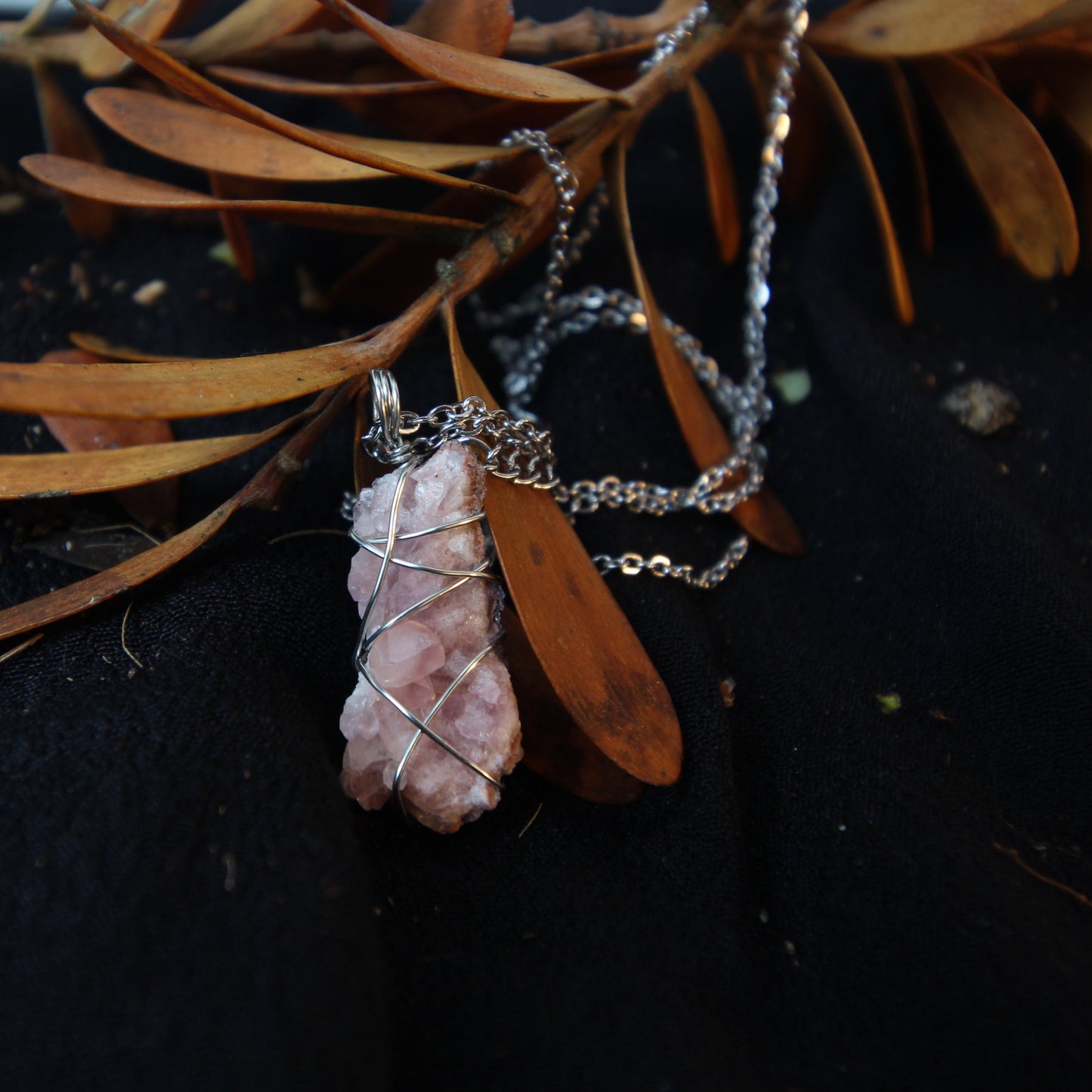 Pink Amethyst Silver Necklace