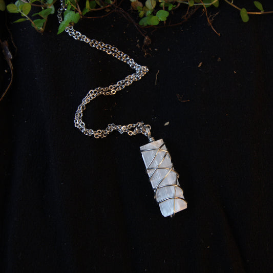 Selenite Silver Necklace