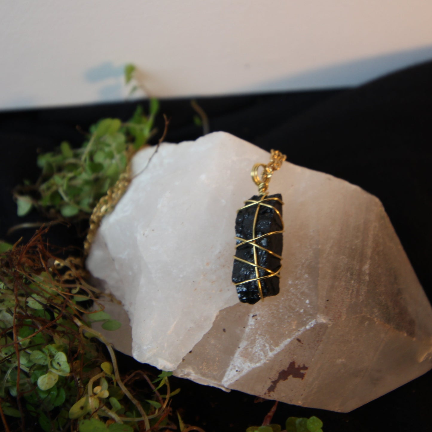 Black Tourmaline Gold Necklace