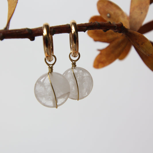 Clear Quartz Gold Earrings