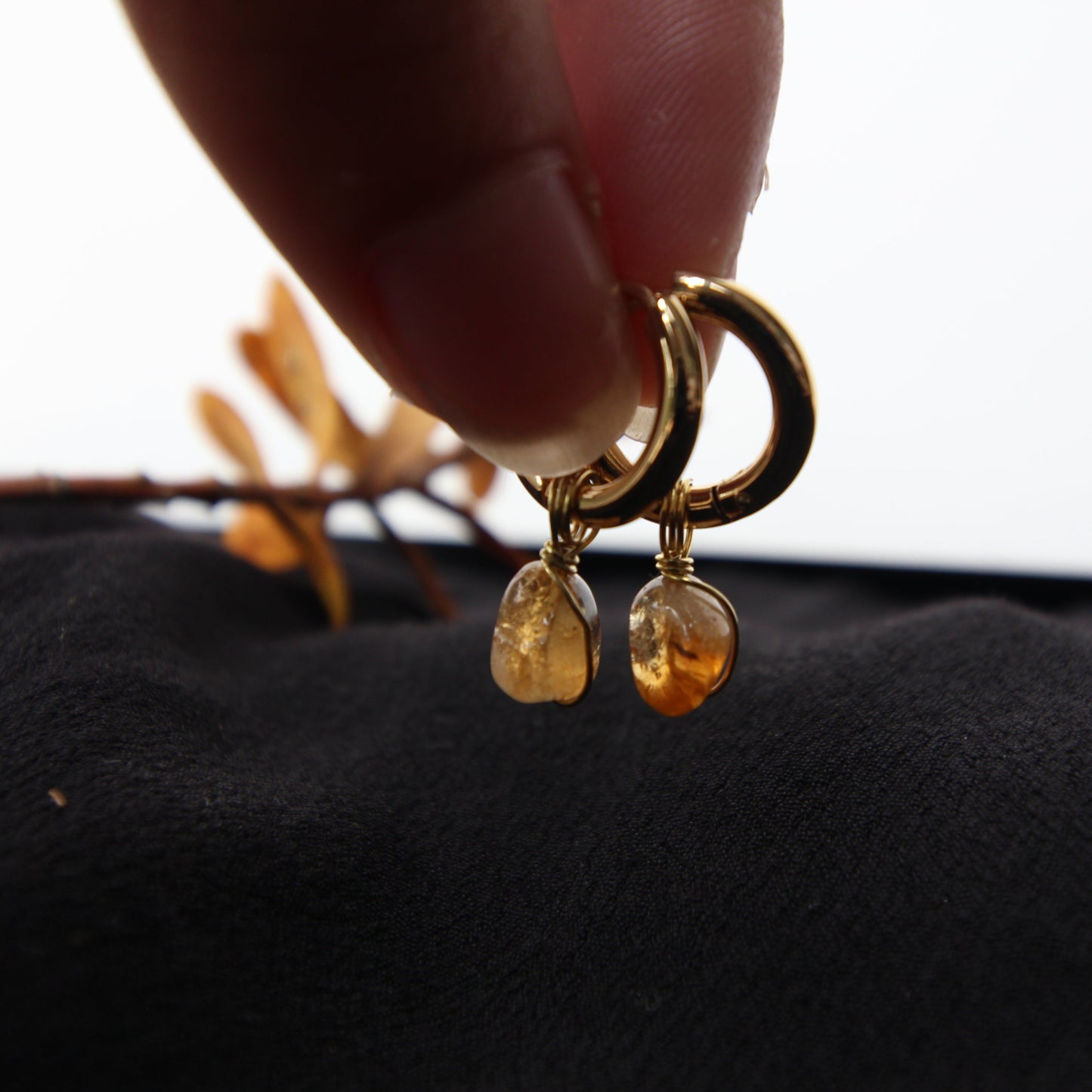 Citrine Mini Gold Earrings