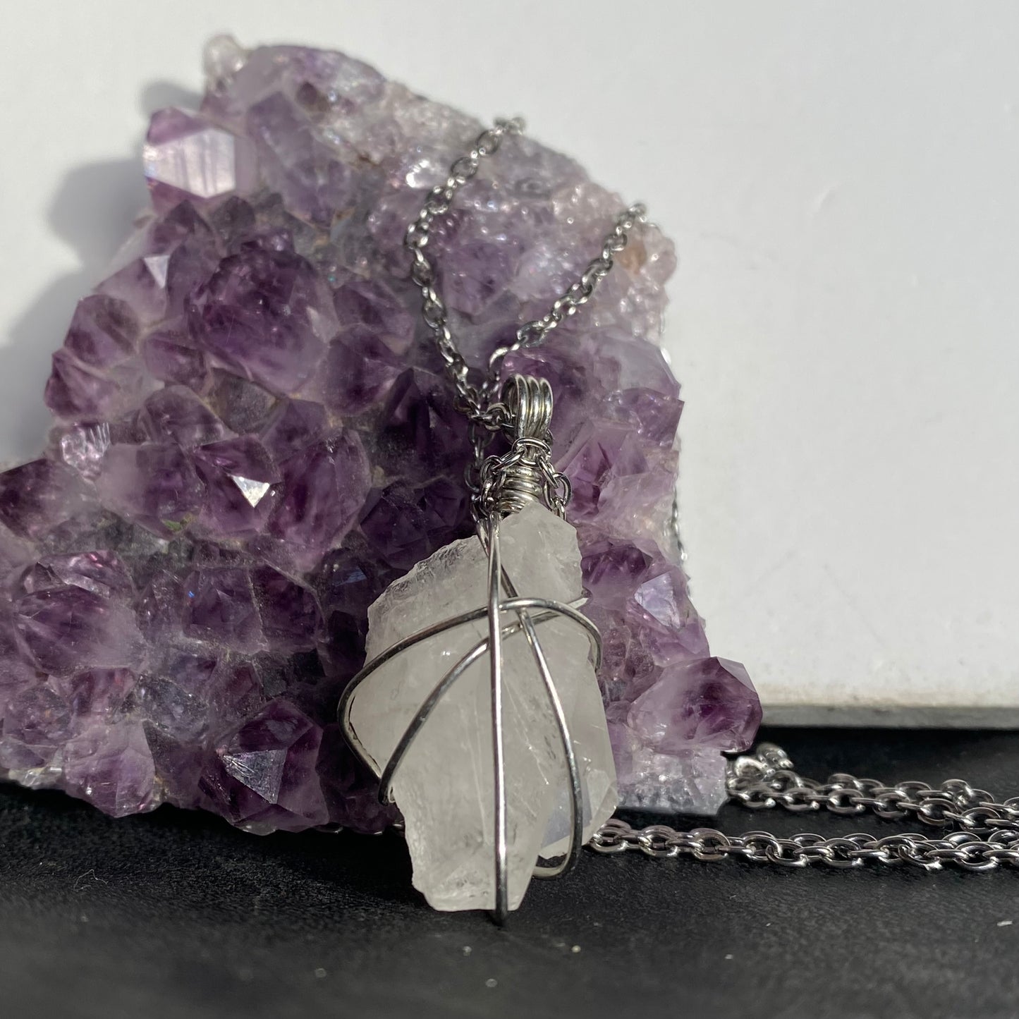 Clear Quartz Silver Necklace