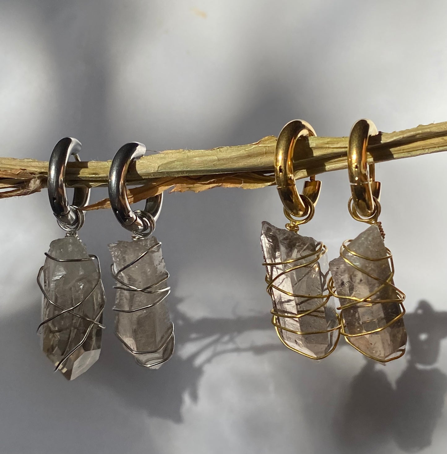 Smokey Quartz Gold/Silver Earrings