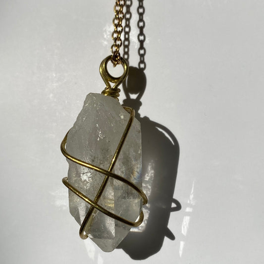 Clear Quartz Gold Necklace