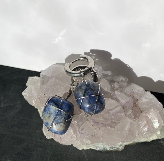 Dumortierite Silver Earrings