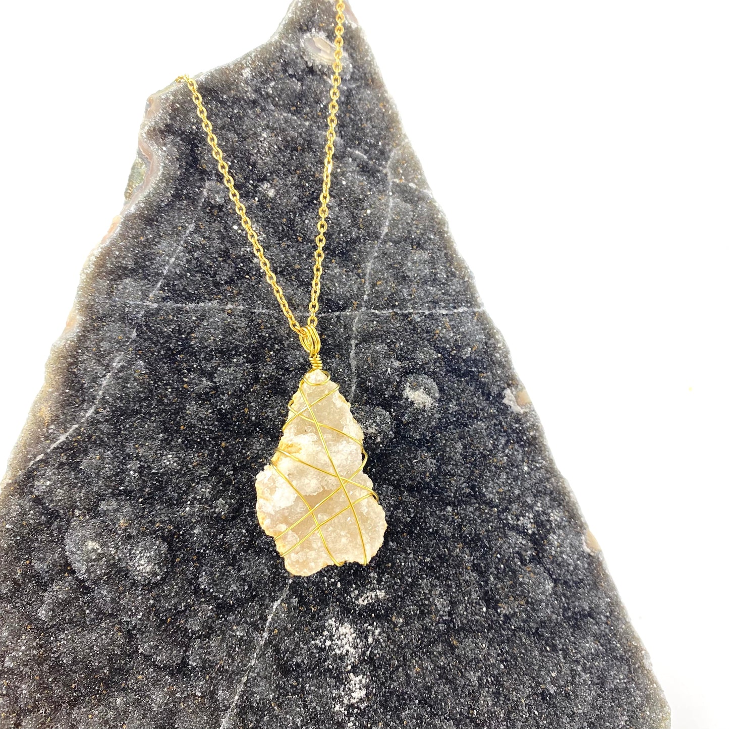 Clear Quartz Gold Necklace