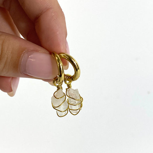 Clear Quartz Mini Gold Earrings