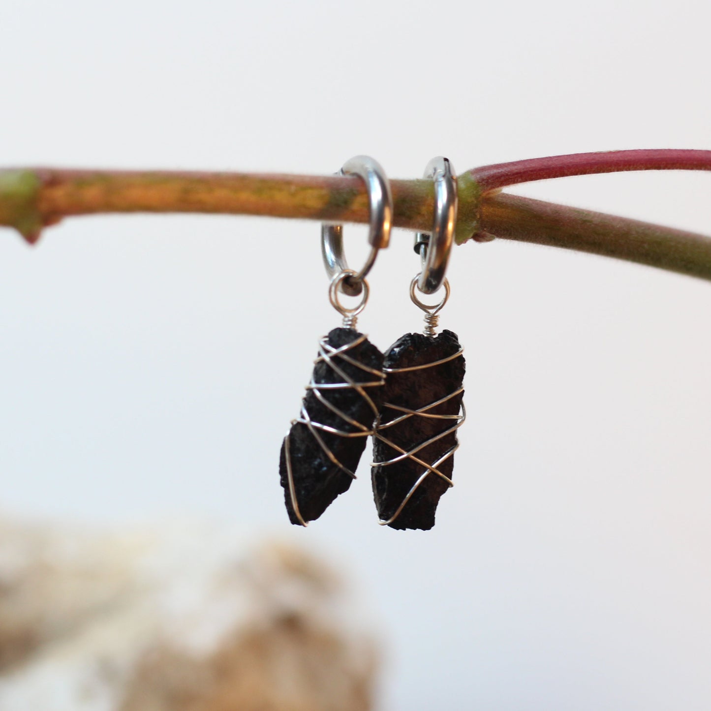 Black Tourmaline Silver Earrings