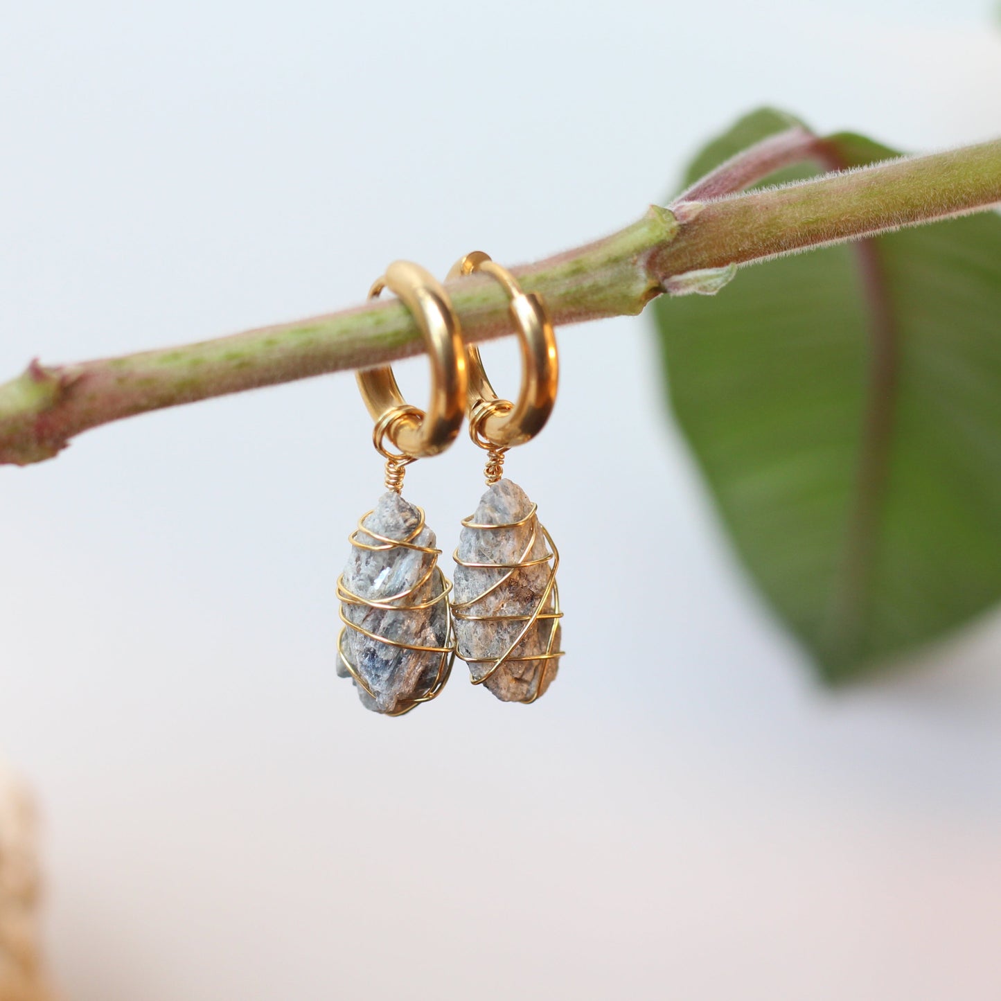 Blue Kyanite Gold Earrings