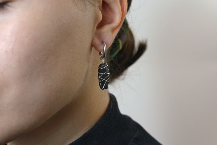 Black Tourmaline Silver Earrings