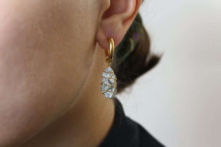 Blue Kyanite Gold Earrings