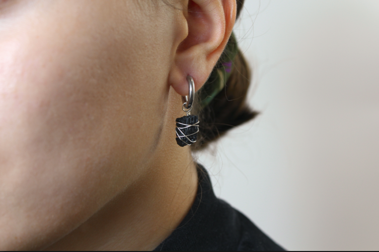 Black Tourmaline Silver Earrings