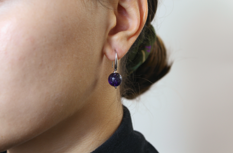 Amethyst Drop Earrings Gold/Silver