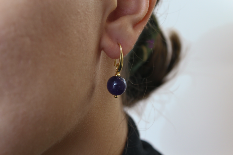 Amethyst Drop Earrings Gold/Silver