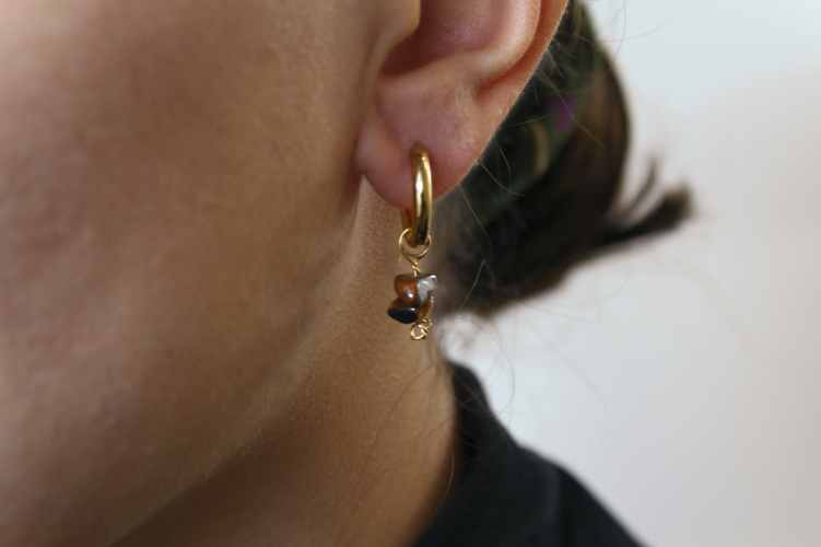 Tigers Eye Gold Earrings