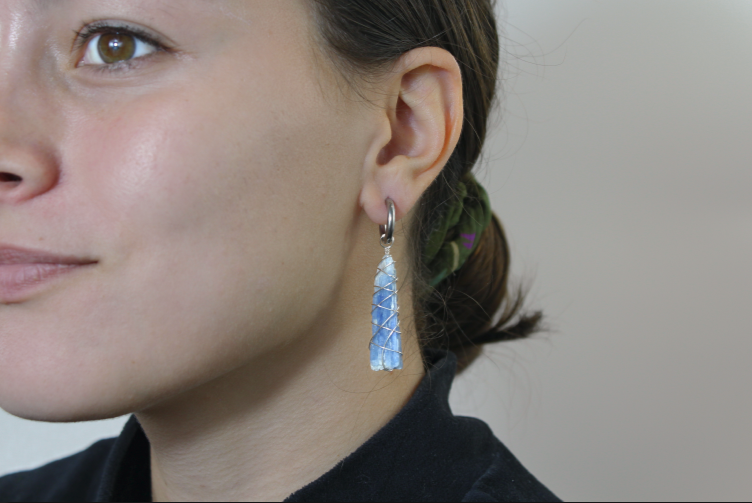 Blue Kyanite Large Silver Earrings