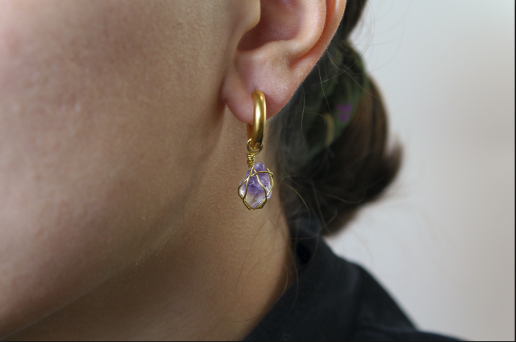 Amethyst Mini Gold Earrings