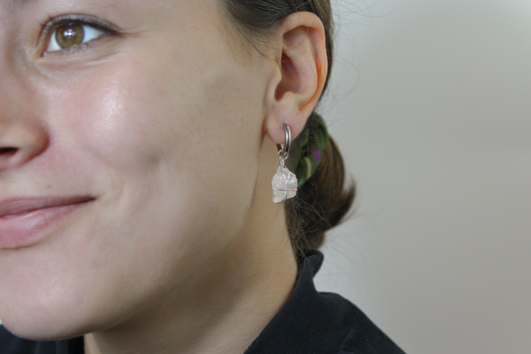 Rose Quartz Silver Earrings