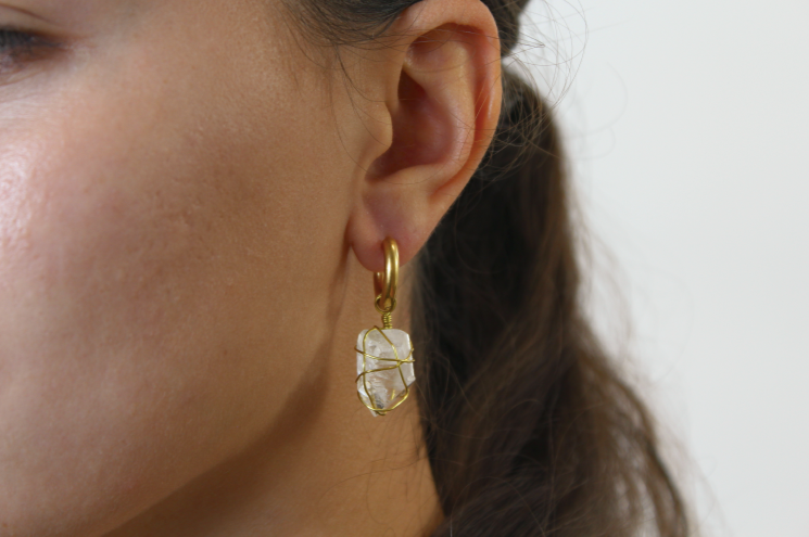 Apophyllite Gold Earrings