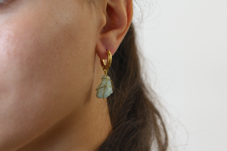 Aquamarine Gold/Silver Earrings